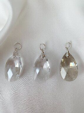Swarovski Teardrop Crystals, Sterling Silver Bails, Lot of Three